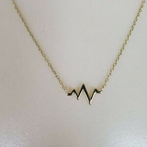 Sterling Silver Gold Wash Vermeil 925 LA Heartbeat Heart EKG Love Dainty Necklac